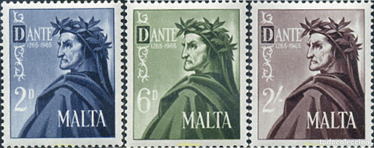 Sellos: 163831 MNH MALTA 1965 7 CENTENARIO DEL NACIMIENTO DE DANTE ALIGHIERI