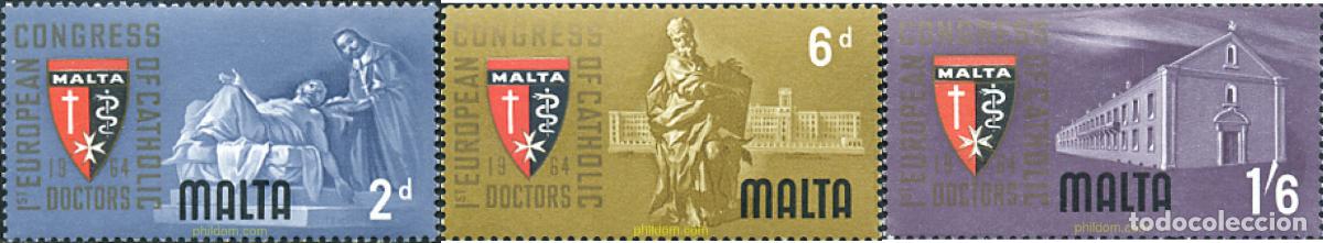 Sellos: 163824 MNH MALTA 1964 1 CONGRESO EUROPEO DE LOS MEDICOS CATOLICOS