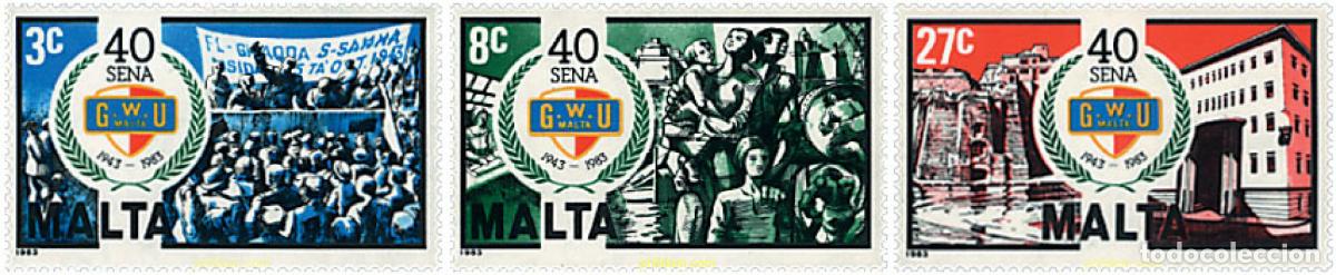 Sellos: 60991 MNH MALTA 1983 40 ANIVERSARIO DE LA FUNDACION DE LA UNION GENERAL DE OBREROS