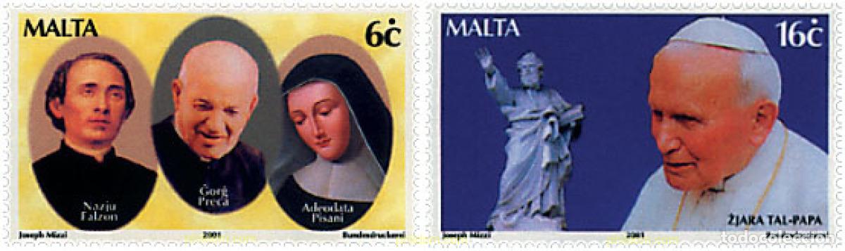 Sellos: 80397 MNH MALTA 2001 VISITA DE JUAN PABLO II