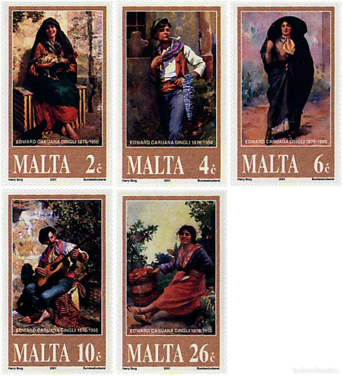 Sellos: 80395 MNH MALTA 2001 50 ANIVERSARIO DE LA MUERTE DEL PINTOR EDWARD CARUANA DINGLI