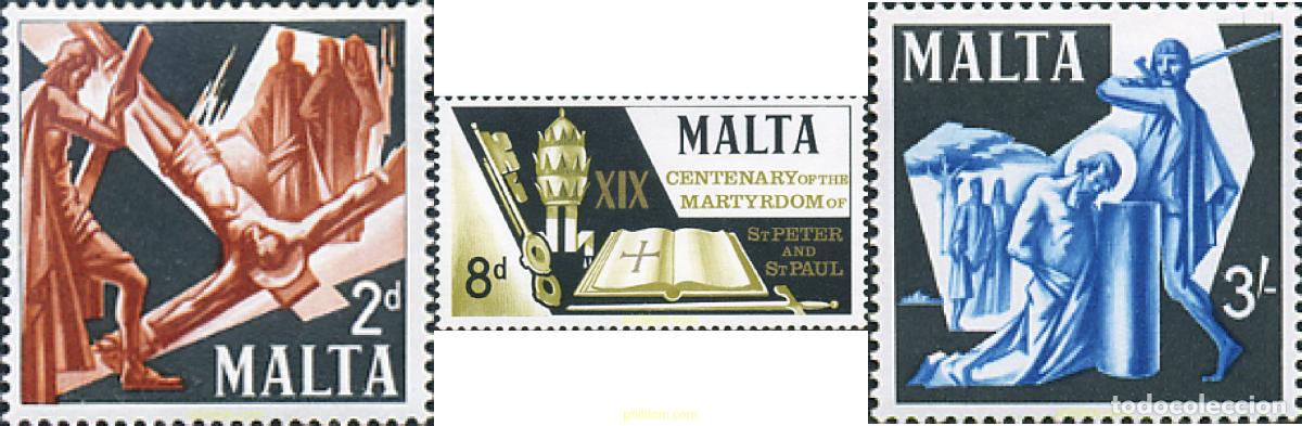 Sellos: 163870 MNH MALTA 1967 25 ANIVERSARIO DEL MARTIRIO DE SAN PEDRO Y SAN PABLO