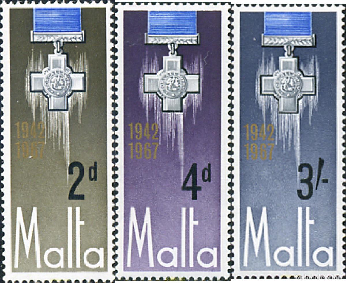 Sellos: 163874 MNH MALTA 1967 25 ANIVERSARIO DE LA ENTREGA DE LA CRUZ DE GEORGE
