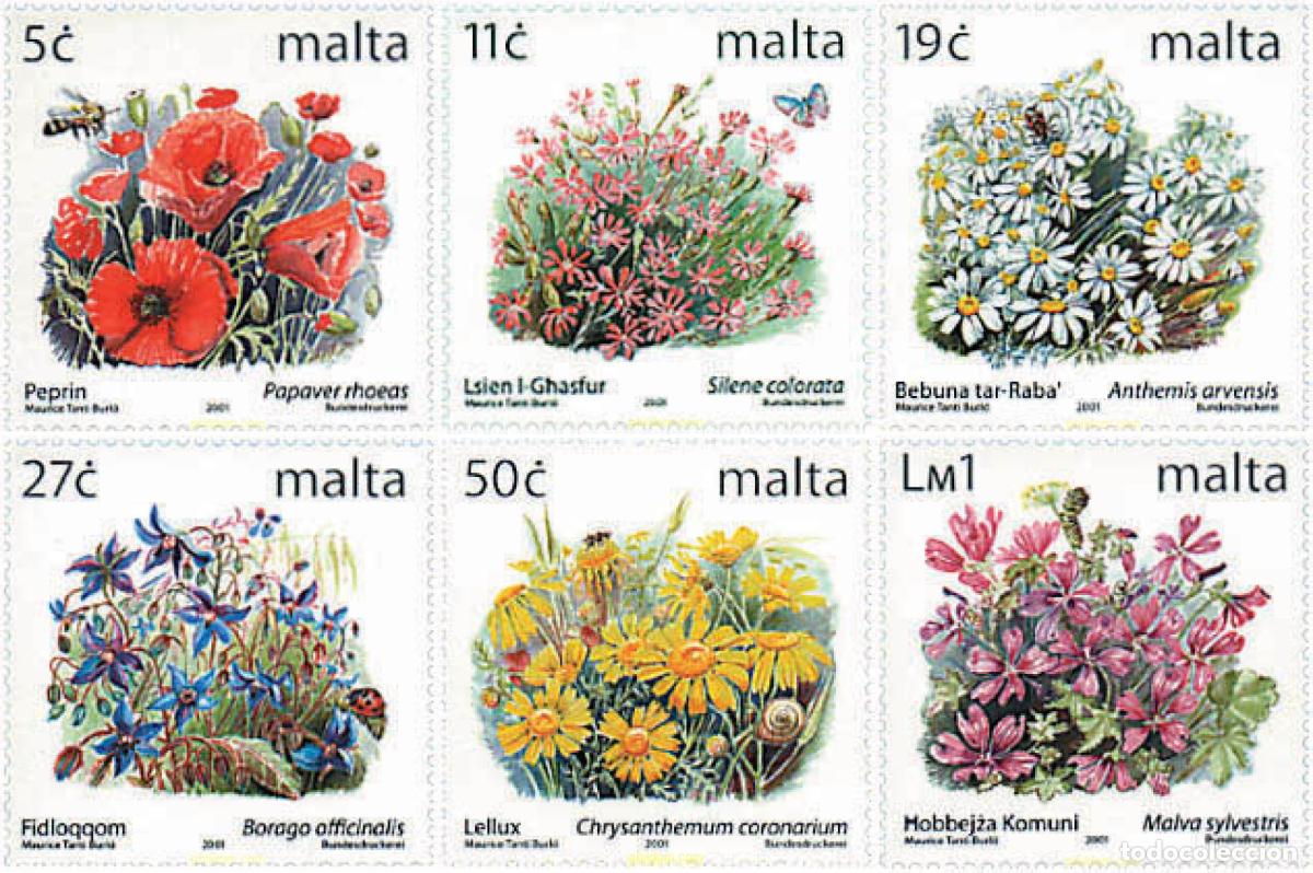 Sellos: 95371 MNH MALTA 2001 FLORES
