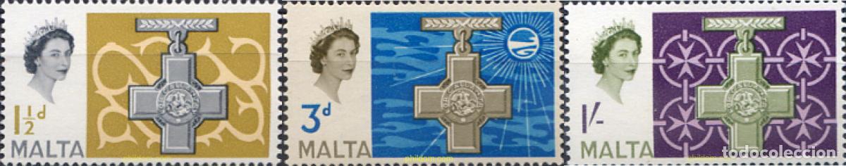 Sellos: 163800 MNH MALTA 1961 LA CRUZ DE ELISABETH II