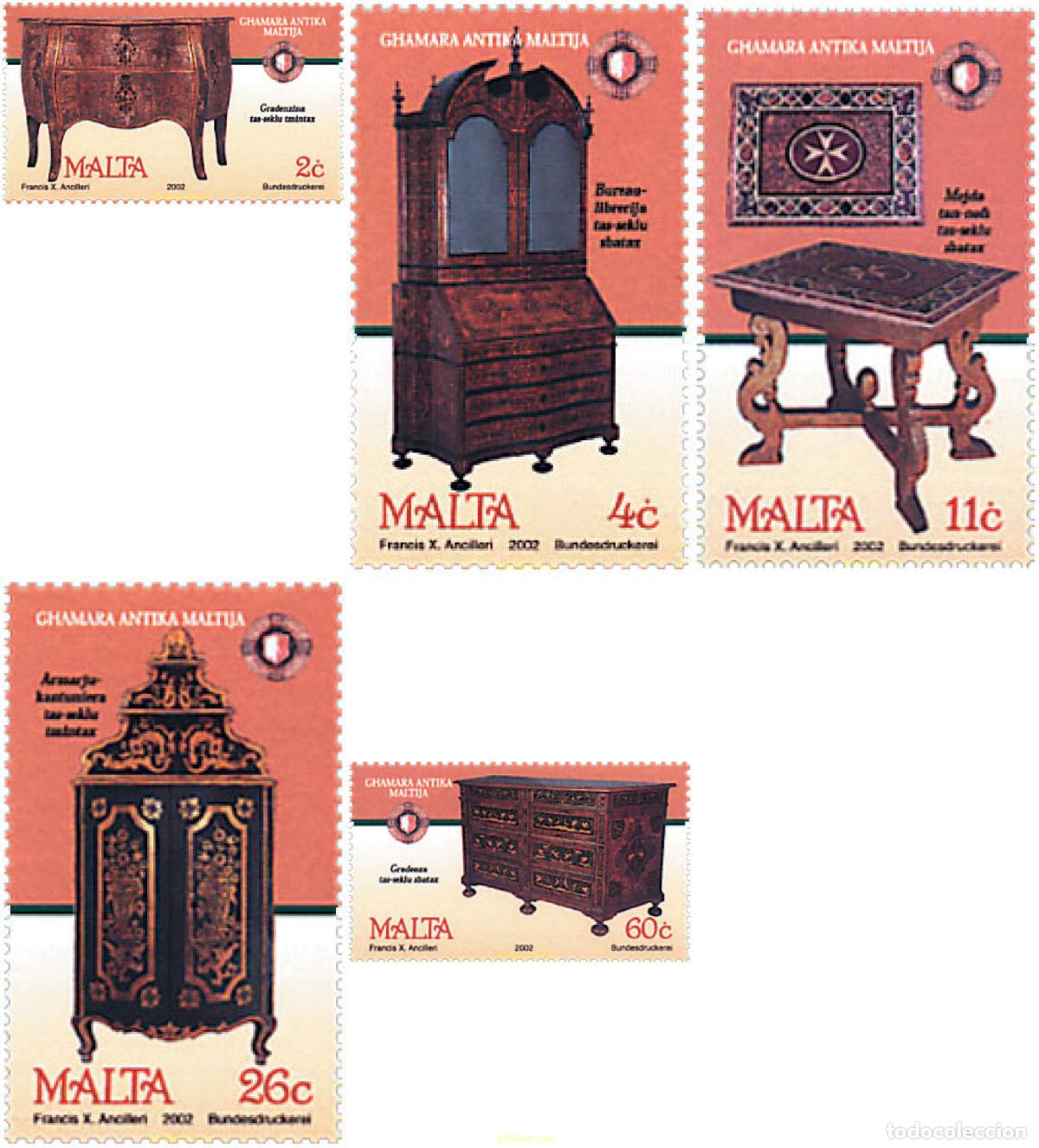 Sellos: 89361 MNH MALTA 2002 MUEBLES ANTIGUOS