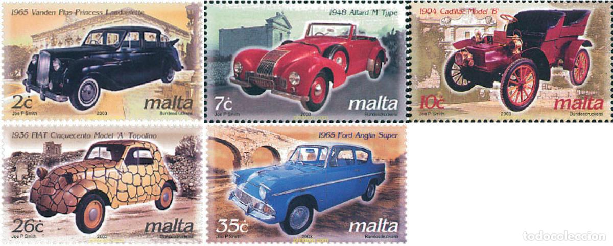 Sellos: 120084 MNH MALTA 2003 COCHES ANTIGUOS