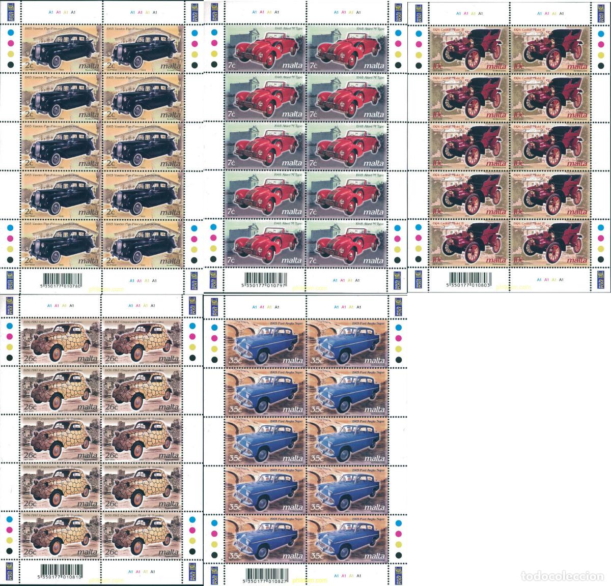 Sellos: 120085 MNH MALTA 2003 COCHES ANTIGUOS