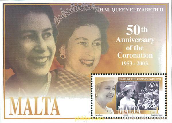 Sellos: 126517 MNH MALTA 2003 50 ANIVERSARIO DEL ACCESO AL TRONO DE ISABEL II