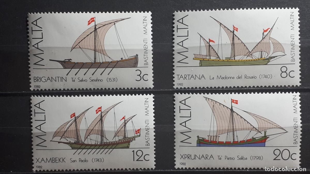 Sellos: MALTA. BARCOS. A&Ntilde;O 1982. **. YVERT 657/60