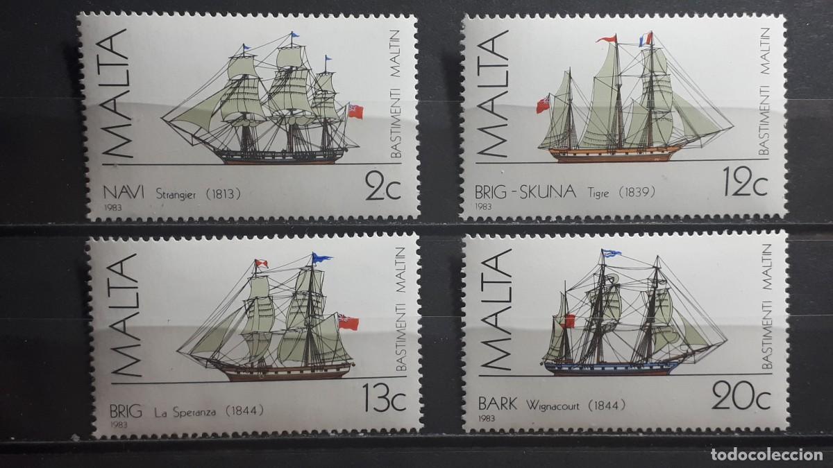 Sellos: MALTA. BARCOS. A&Ntilde;O 1983. **. YVERT 681/4