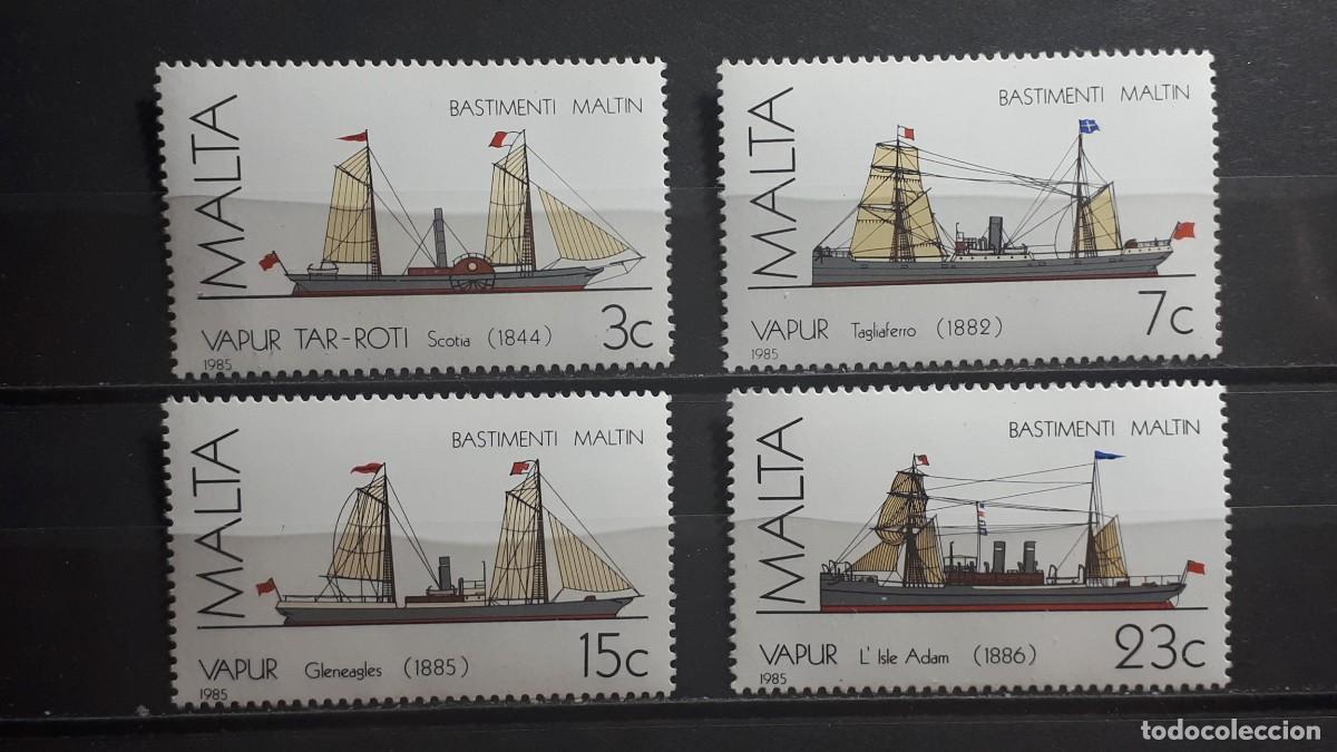 Sellos: MALTA. BARCOS. A&Ntilde;O 1985. **. YVERT 720/3