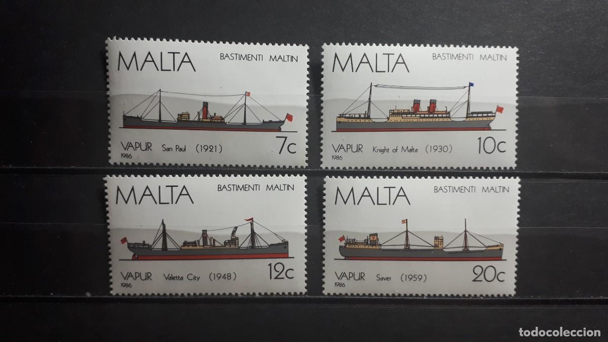 Sellos: MALTA. BARCOS. A&Ntilde;O 1986. **. YVERT 739/42