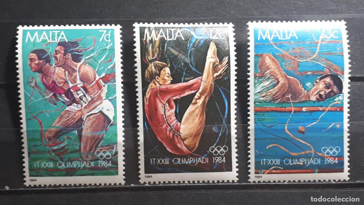 Sellos: MALTA. OLIMPIADAS. A&Ntilde;O 1984. **. YVERT 691/3