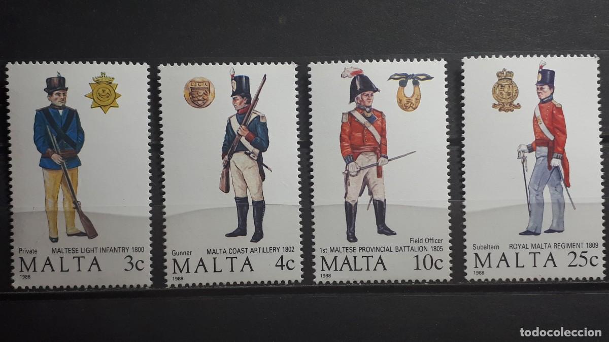 Sellos: MALTA. MILITAR. A&Ntilde;O 1988. **. YVERT 778/81