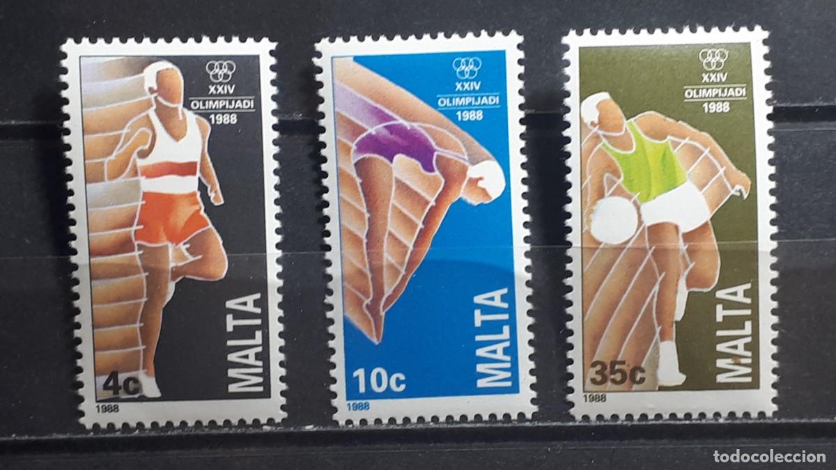 Sellos: MALTA. OLIMPIADAS. A&Ntilde;O 1988. **. YVERT 782/4