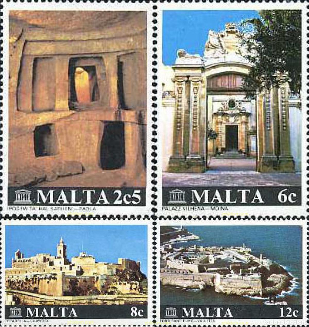 Sellos: 164086 MNH MALTA 1980 RESTAURACION DE LOS MONUMENTOS. CAMPA&Ntilde;A DE LA U.N.E.S.C.O