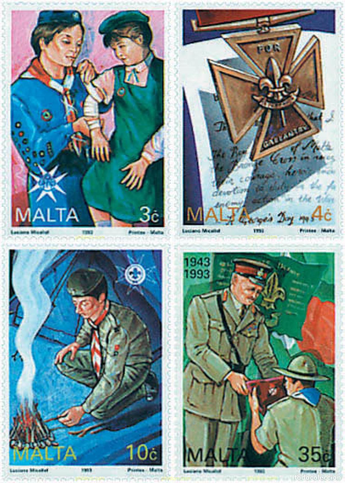 Sellos: 38150 MNH MALTA 1993 ESCULTISMO