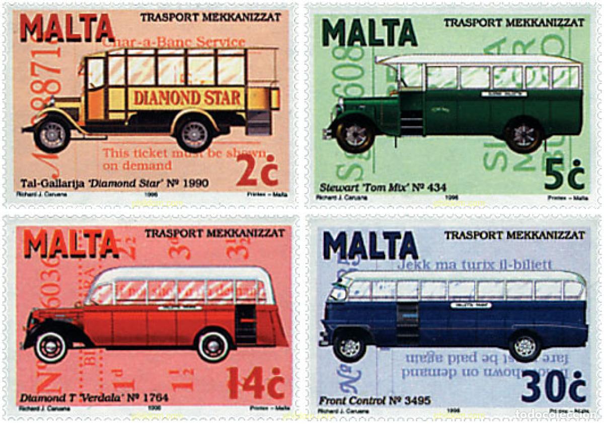 Sellos: 44016 MNH MALTA 1996 LOS AUTOBUSES DE MALTA