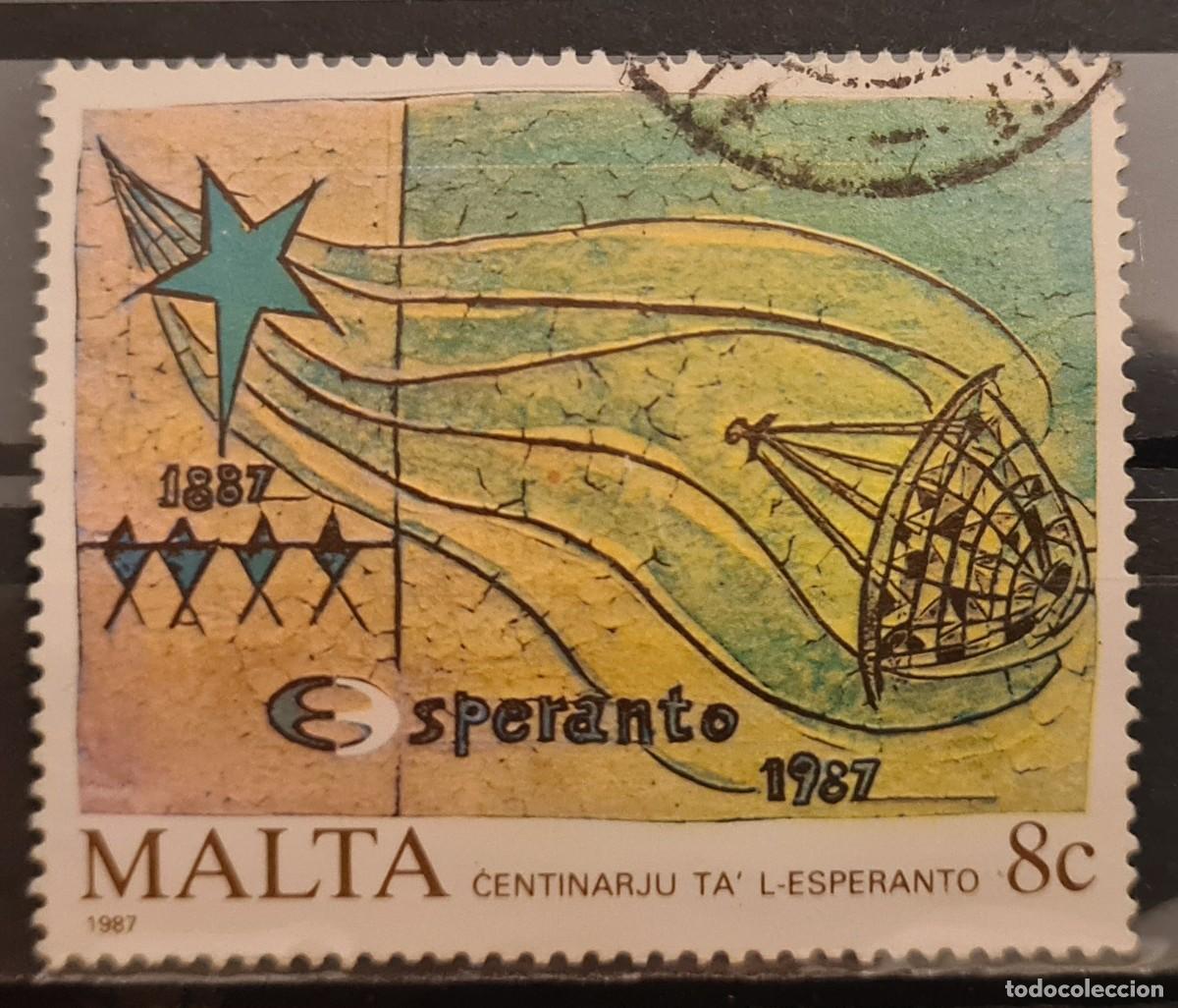 Sellos: Sello usado de Malta 1987: Centenario del esperanto