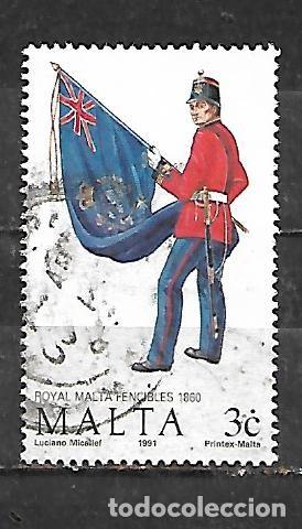 Sellos: 1991: Uniformes militares de la &Oacute;rden de Malta - Oficial de la guardia real. 1860 (usado)