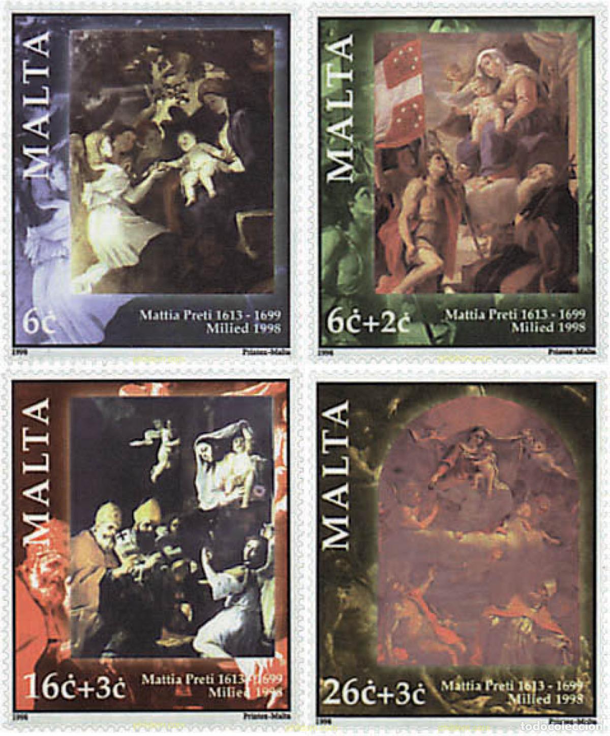 Sellos: 35909 MNH MALTA 1998 NAVIDAD. PINTURAS DE MATTIA PRETI