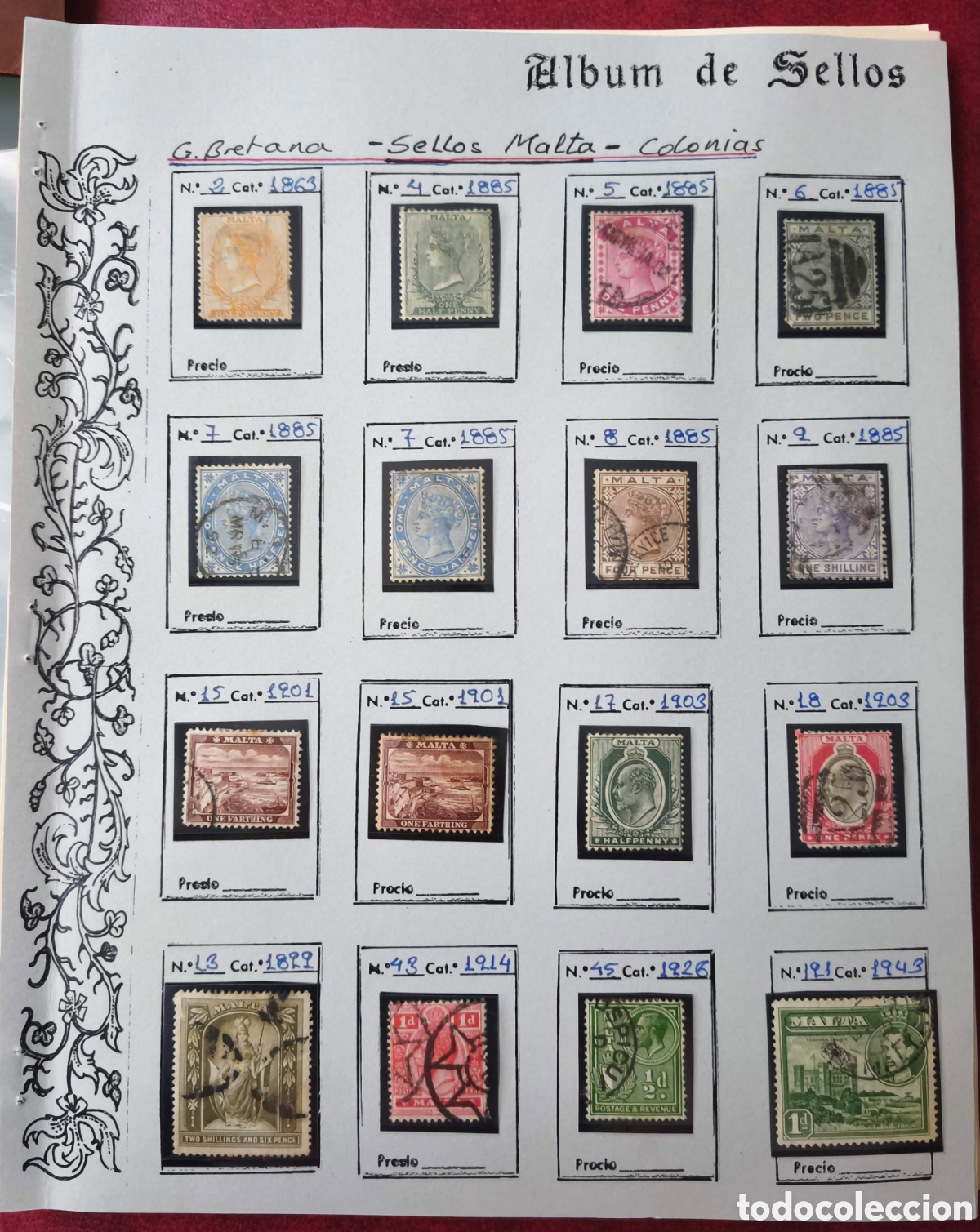 Sellos: Gran Breta&ntilde;a. Malta. 1863-1943. Set de sellos