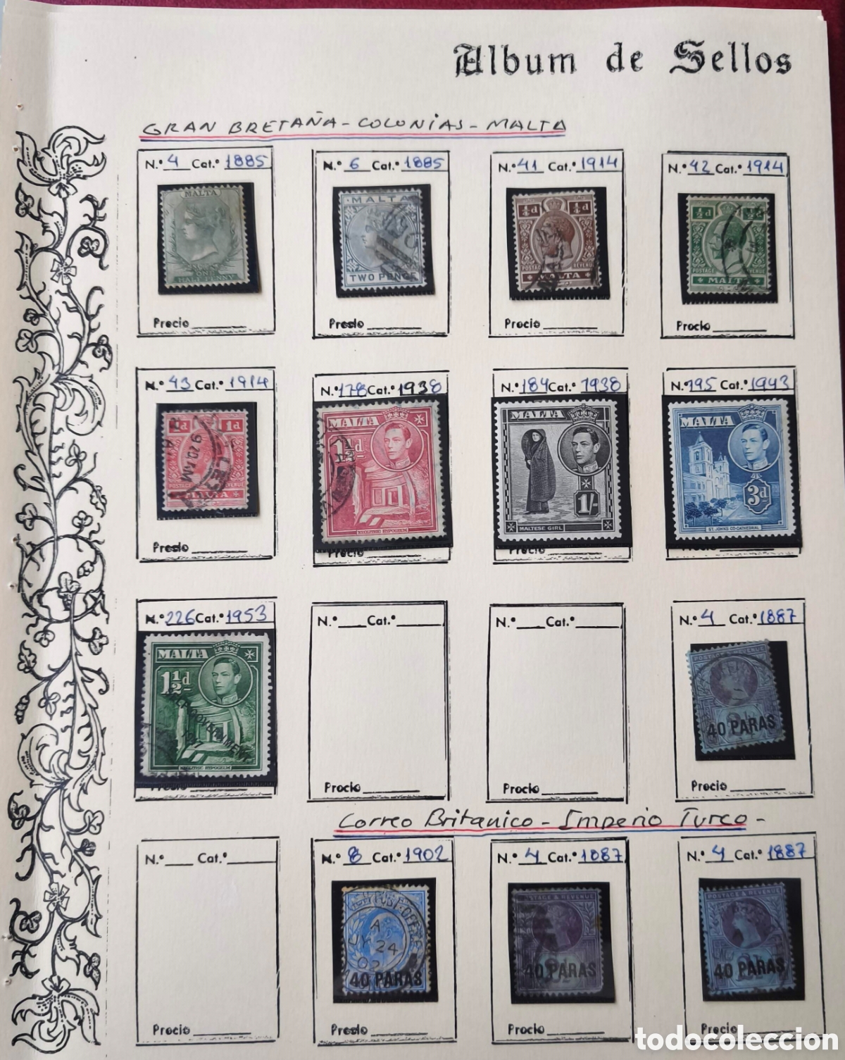 Sellos: Gran Breta&ntilde;a. Malta. 1885-1953. Set de sellos