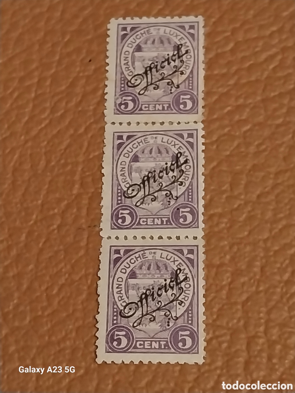 Sellos: Tira 3 Sellos Luxemburgo 1908 Palacio Correo Oficial 5c Cat Scott O41 MNH