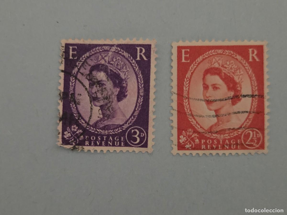 Selos: Pareja sellos Postage Revenue. Reina Isabel II