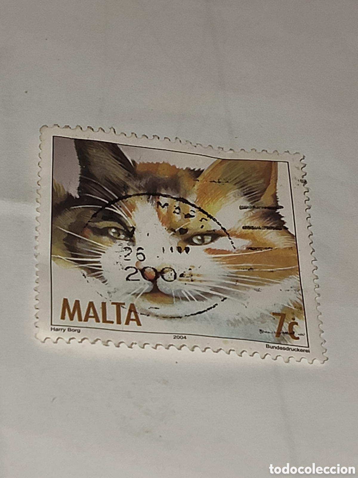 Sellos: Sello de Malta gato de tres colores gato Calico o de Carey 2004