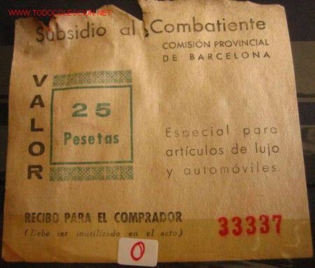 Sellos: Subsidio al combatiente, 25 pts - Foto 1