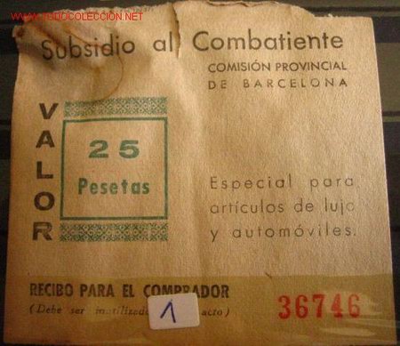 Sellos: Subsidio al combatiente, 25 pts - Foto 1