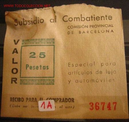 Sellos: Subsidio al combatiente, 25 pts - Foto 1