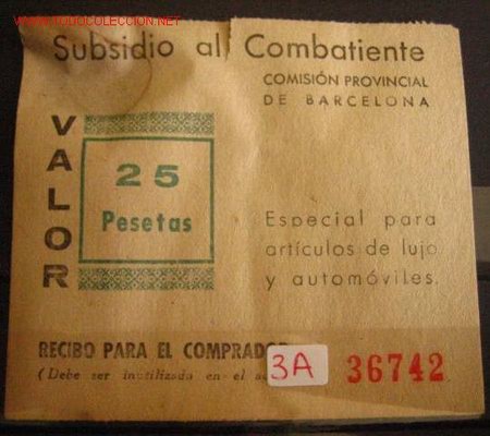 Sellos: Subsidio al combatiente, 25 pts - Foto 1