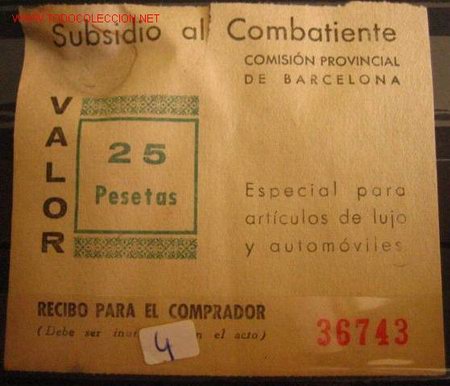 Sellos: Subsidio al combatiente, 25 pts - Foto 1