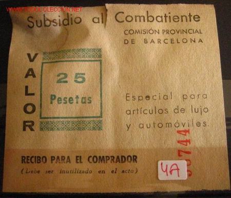 Sellos: Subsidio al combatiente, 25 pts - Foto 1