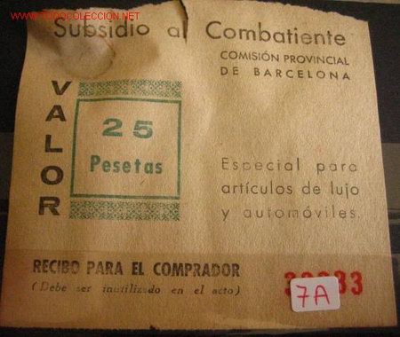 Sellos: Subsidio al combatiente, 25 pts - Foto 1