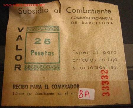 Sellos: Subsidio al combatiente, 25 pts - Foto 1