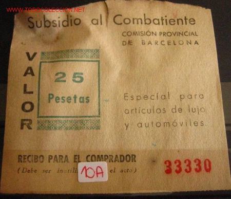 Sellos: Subsidio al combatiente, 25 pts - Foto 1