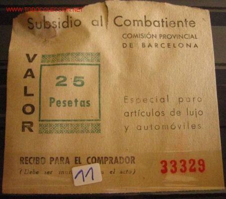 Sellos: Subsidio al combatiente, 25 pts - Foto 1