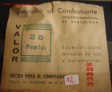 Sellos: Subsidio al combatiente, 25 pts - Foto 1