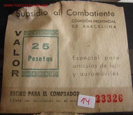 Sellos: Subsidio al combatiente, 25 pts - Foto 1