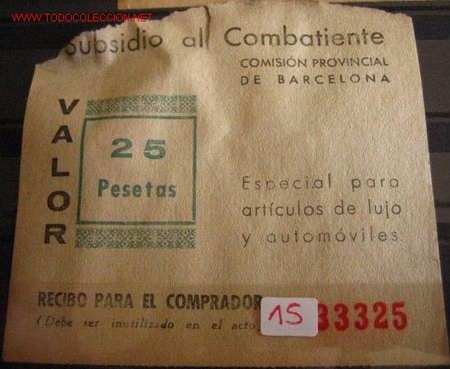Sellos: Subsidio al combatiente, 25 pts - Foto 1