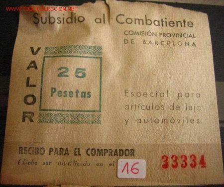 Sellos: Subsidio al combatiente, 25 pts - Foto 1