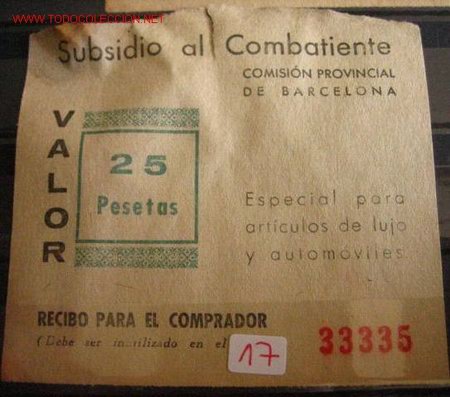 Sellos: Subsidio al combatiente, 25 pts - Foto 1