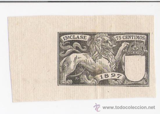 Sellos: TIMBRE DEL ESTADO   . 13 &ordf;  CLASE   75 CENTIMOS     **A&Ntilde;O 1897** - Foto 1