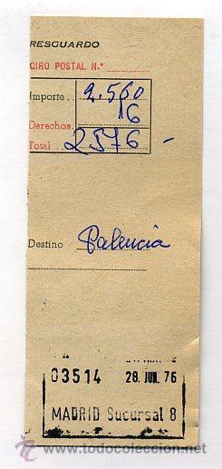 Sellos: giro postal 1976 - madrid suc. 8 - Foto 1