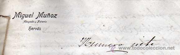 Sellos: Documento notarial Miguel Mu&ntilde;oz Abogado y notario Herv&aacute;s. - Foto 1