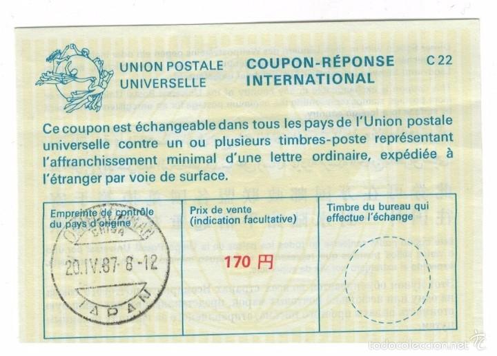 Sellos: UNION POSTALE UNIVERSELLE - CUPON INTERNACIONAL CANJEABLE - 1987 - Foto 1